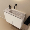 MONDIAZ TURE-DLUX Meuble toilette - 60cm - Talc - EDEN - vasque Glace - position centrale - sans trou de robinet SW1103085