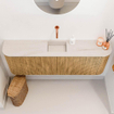 Mondiaz JOYA-DLUX 123.2cm toiletmeubel - ronding links en rechts kleur Oak - Wastafel FAYE positie Midden Zonder kraangat kleur Meli. SW1423972
