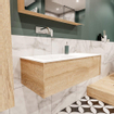 MONDIAZ LUSH Ensemble de meuble salle de bain - 100cm - 1 tiroir - lavabo cloud - lavabo à gauche - 0 trous de robinet - chêne blanchi SW409330
