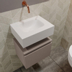 MONDIAZ ANDOR Toiletmeubel - 40x30x30cm - 0 kraangaten - 1 lades - smoke mat - wasbak midden - Solid surface - Wit SW474007