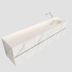 MONDIAZ VICA Ensemble de meuble salle de bain - 200cm - 4 tiroirs - lavabo Cloud à droite - 0 trou de robinet - solid surface marbre carrara SW410462