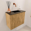 Mondiaz JOYA-DLUX 50cm meuble de salle de bains - couleur Oak - Vasque FAYE position Droite Sans trou de robinet couleur Lava. SW1422017