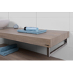 Looox Wood collection Solo plan sous vasque - 140x46cm - Avec porte-serviettes (droite) inox brossé - Chêne massif gris ancien SW108668