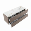MONDIAZ VICA-DLUX Ensemble meuble de salle de bains - 130cm - meuble sous-vasque smoke - 4 tiroirs - lavabo encastré cloud à droite - 1 trou de robinet - version haute 60cm - frape SW1088908