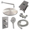 BRAUER Brushed Edition Regendoucheset inbouw - hoofddouche 30cm - gladde knop - inclusief inbouwdeel - handdouche rond 3 standen - PVD - geborsteld RVS SW538395