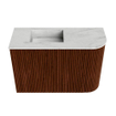Mondiaz JOYA-DLUX 61.6cm toiletmeubel - ronding rechts kleur Ruby - Wastafel FAYE positie Links 1 kraangat kleur Opalo. SW1423724
