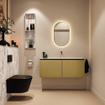 MONDIAZ TURE-DLUX Meuble toilette - 120cm - Oro - EDEN - vasque Glace - position centrale - sans trou de robinet SW1105176
