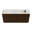 Mondiaz JOYA-DLUX 90cm toiletmeubel - kleur Walnut - Wastafel FAYE positie Rechts 1 kraangat kleur Ostra. SW1422606