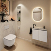MONDIAZ TURE-DLUX Meuble toilette - 60cm - Linen - EDEN - vasque Opalo - position gauche - 1 trou de robinet SW1104419