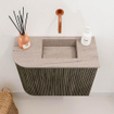 Mondiaz JOYA-DLUX 51.6cm toiletmeubel - ronding links kleur Shadow - Wastafel FAYE positie Rechts Zonder kraangat kleur Saba. SW1425140
