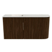 Mondiaz JOYA-DLUX 81.6cm toiletmeubel - ronding rechts kleur Walnut - Wastafel FAYE positie Links Zonder kraangat kleur Ostra. SW1422638