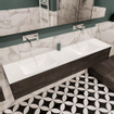 ENSEMBLE DE MEUBLE MONDIAZ LUSH - 180 cm - 2 tiroirs - lavabo cloud - 2 lavabos - 0 trous de robinet - marron foncé SW409451