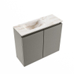 MONDIAZ TURE-DLUX Meuble toilette - 60cm - Smoke - EDEN - vasque Frappe - position gauche - sans trou de robinet SW1103013