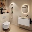 MONDIAZ TURE-DLUX Meuble toilette - 80cm - Linen - EDEN - vasque Ostra - position droite - 1 trou de robinet SW1104937