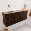 Mondiaz JOYA-DLUX 100cm toiletmeubel - kleur Walnut - Wastafel FAYE positie Links Zonder kraangat kleur Arena. SW1424349