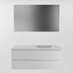 Mondiaz Aivy badmeubelset - 120x45x50cm - 0 kraangaten - 1 wasbak talc Solid surface - Rechts - 2 lades - Met spiegel - MDF Talc SW892216