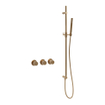Fortifura Nebbio Badcombinatie-set - thermostaatkraan - glijstang met geïntegreerde wandaansluitbocht - metalen doucheslang - staaf handdouche - badvulcombinatie - geborsteld messing PVD (goud) SW1238028