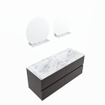 Mondiaz VICA-DLUX ensemble de meuble de salle de bain - 120cm - meuble sous-vasque gris foncé - 4 tiroirs - lavabo encastré cloud double - sans trous de robinet - version haute de 60cm - glace SW1087603