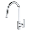 Grohe Robinet de cuisine 1 trou avec bec pivotant haut et surplomb de douchette 22,3 cm chrome SW280652