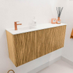Mondiaz JOYA 90cm toiletmeubel - kleur Oak - Wastafel FAYE positie Links 1 kraangat kleur Talc. SW1421128