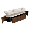 MONDIAZ THOR-DLUX Meuble de salle de bains 170cm arrondi gauche + droite couleur Walnut avec 1 tiroir et 2 portes. Vasque suspendue CLOUD Double 2 trous de robinet couleur Meli. SW1465761