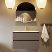 Mondiaz VICA-DLUX ensemble de meuble de salle de bain - 80cm - meuble sous-vasque fumée - 2 tiroirs - lavabo encastré nuage milieu - 1 trou de robinet - version haute 60cm - opalo SW1087842