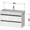 Duravit Ketho 2 meuble sous-lavabo avec 2 tiroirs 98.4x46x54.9cm avec poignées anthracite blanc super mat SW772231