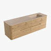 Mondiaz CIRO-DLUX Meuble de salle de bains - 160x45x50cm - Plan vasque en solid surface Saba - 1 vasque à droite - 1 trou de robinet - 4 tiroirs - Chêne SW1531207