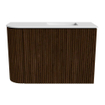 Mondiaz JOYA 61.6cm toiletmeubel - ronding links kleur Walnut - Wastafel FAYE positie Rechts Zonder kraangat kleur Talc. SW1421281