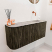 Mondiaz JOYA-DLUX Meuble de toilette 91,6cm - arrondi gauche couleur Shadow - Vasque FAYE position droite Sans trou de robinet couleur Glace SW1422801