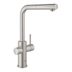 GROHE Blue Home Keukenkraan - uittrekbare L uitloop - 1 gats - filterfunctie - plat licht en bruisend water - supersteel geborsteld SW236968