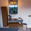 Mondiaz ALAN-DLUX Ensemble de meuble - 110cm - meuble Rust mat - 1 tiroir - Lavabo Cloud Lava suspendu - vasque Gauche - 0 trous de robinet SW808300