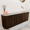Mondiaz JOYA-DLUX Meuble de salle de bains 111.6cm - arrondi gauche couleur Noyer - Vasque FAYE position Droite Sans trou de robinet couleur Glace SW1422387