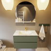 Mondiaz VICA-DLUX Ensemble de meuble de salle de bain - 80cm - meuble sous-vasque armée - 2 tiroirs - lavabo encastré nuage milieu - 1 trou de robinet - version haute 60cm - glace SW1088060