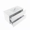 MONDIAZ VICA-DLUX Ensemble meuble de salle de bains - 90cm - sous-meuble talc - 2 tiroirs - lavabo encastré cloud central - 1 trou de robinet - version haute 60cm - opalo SW1088475