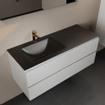 Mondiaz AIVY Ensemble de meuble - 120x45x50cm - 1 trou de robinet - 1 vasque Urban Solid surface - Gauche - 2 tiroirs - avec miroir - MDF Talc SW892329