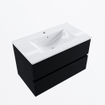 Mondiaz VICA ensemble de meuble de salle de bain - 80cm - meuble sous-vasque urban - 2 tiroirs - lavabo denia milieu - 1 trou de robinet - version haute de 60cm - blanc brillant SW1080228