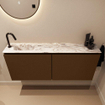 MONDIAZ TURE-DLUX Meuble toilette - 120cm - Rust - EDEN - vasque Glace - position gauche - 1 trou de robinet SW1103541