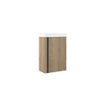 Saniclass Chaci Fonteinkastset 40x55cm - 1 deur - mineraalmarmer fonteinwastafel met rechthoekige spiegel eiken SHOWROOMMODEL SHOW26229