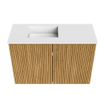 Mondiaz JOYA 60cm toiletmeubel - kleur Oak - Wastafel FAYE positie Links 1 kraangat kleur Talc. SW1412023