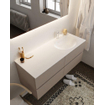 Mondiaz VICA ensemble de meuble de salle de bain - 120cm - meuble sous-vasque fumée - 4 tiroirs - lavabo lune droite - 1 trou de robinet - version XL 60cm haut SW1089810