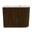 Mondiaz JOYA-DLUX 51.6cm toiletmeubel - ronding rechts kleur Walnut - Wastafel FAYE positie Links Zonder kraangat kleur Ostra. SW1422601