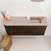 Mondiaz JOYA-DLUX 91.6cm toiletmeubel - ronding links kleur Walnut - Wastafel FAYE positie Rechts 1 kraangat kleur Saba. SW1424667