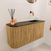 Mondiaz JOYA-DLUX Meuble de toilette 81,6cm - arrondi gauche couleur Chêne - Vasque FAYE position Droite Sans trou de robinet couleur Lava SW1422091
