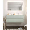 MONDIAZ VICA Ensemble de meuble salle de bain - 120cm - 2 tiroirs - lavabo Moon double - 2 trous de robinet - solid surface gris SW410717