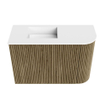 Mondiaz JOYA 61.6cm meuble de toilette - arrondi droit couleur Dusk - Lavabo FAYE position Gauche 1 trou de robinet couleur Talc. SW1421585