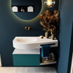 MONDIAZ RIVA Ensemble de meuble salle de bain - 100x50x30cm - 1 tiroir - MDF Smag mat - push to open - 0 trous de robinet - lavabo à gauche - solid surface talc SW702282