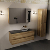 Mondiaz AIVY Ensemble de meuble - 120x45x50cm - 0 trous de robinet - 1 vasque Urban Solid surface - Droite - 2 tiroirs - avec armoire de toilette - Melamine Chai SW892182
