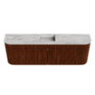 Mondiaz JOYA-DLUX 123.2cm toiletmeubel - ronding links en rechts kleur Ruby - Wastafel FAYE positie Midden Zonder kraangat kleur Glace. SW1423609