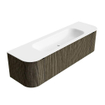 Mondiaz KURVE Ensemble de meuble salle de bain - 160x46x40cm - 1 tiroir - 2 portes - lavabo en solid surface - milieu - 1 trou de robinet - Shadow SW1414111